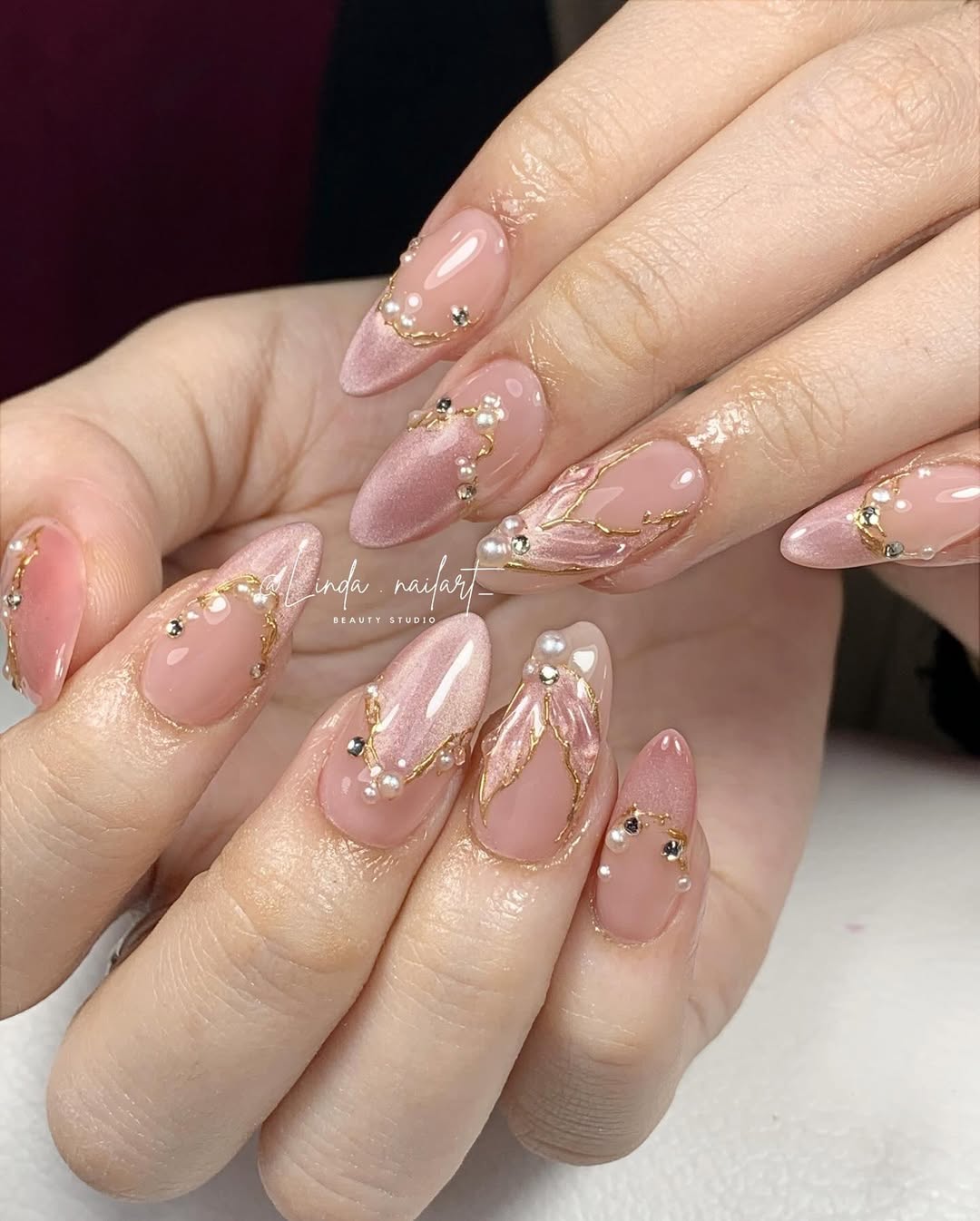 Gem-Embellished Almond Elegance